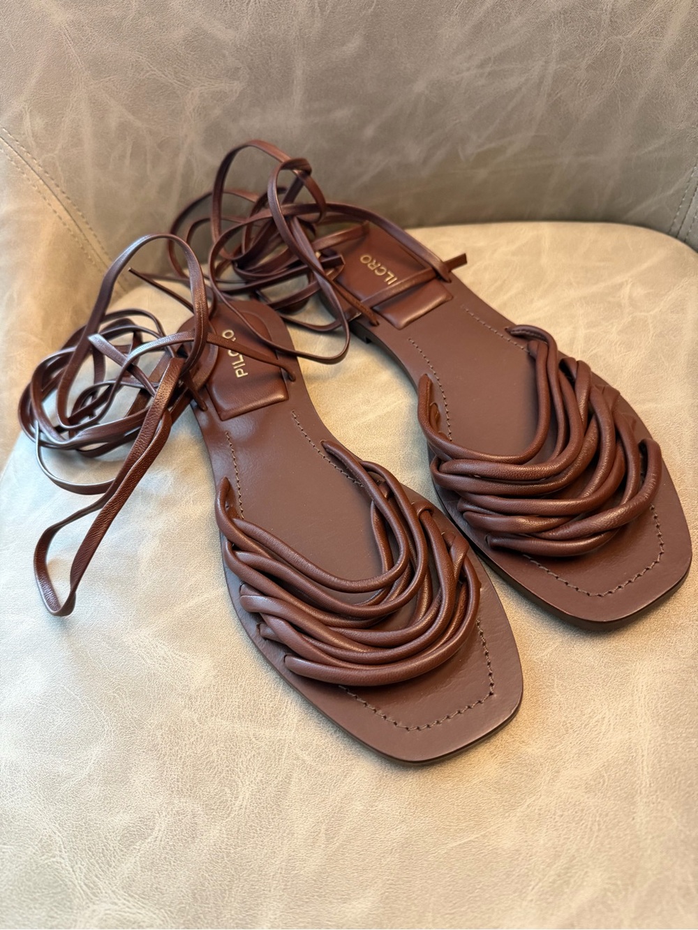Pilcro Brown Lace-Up Sandal Flats